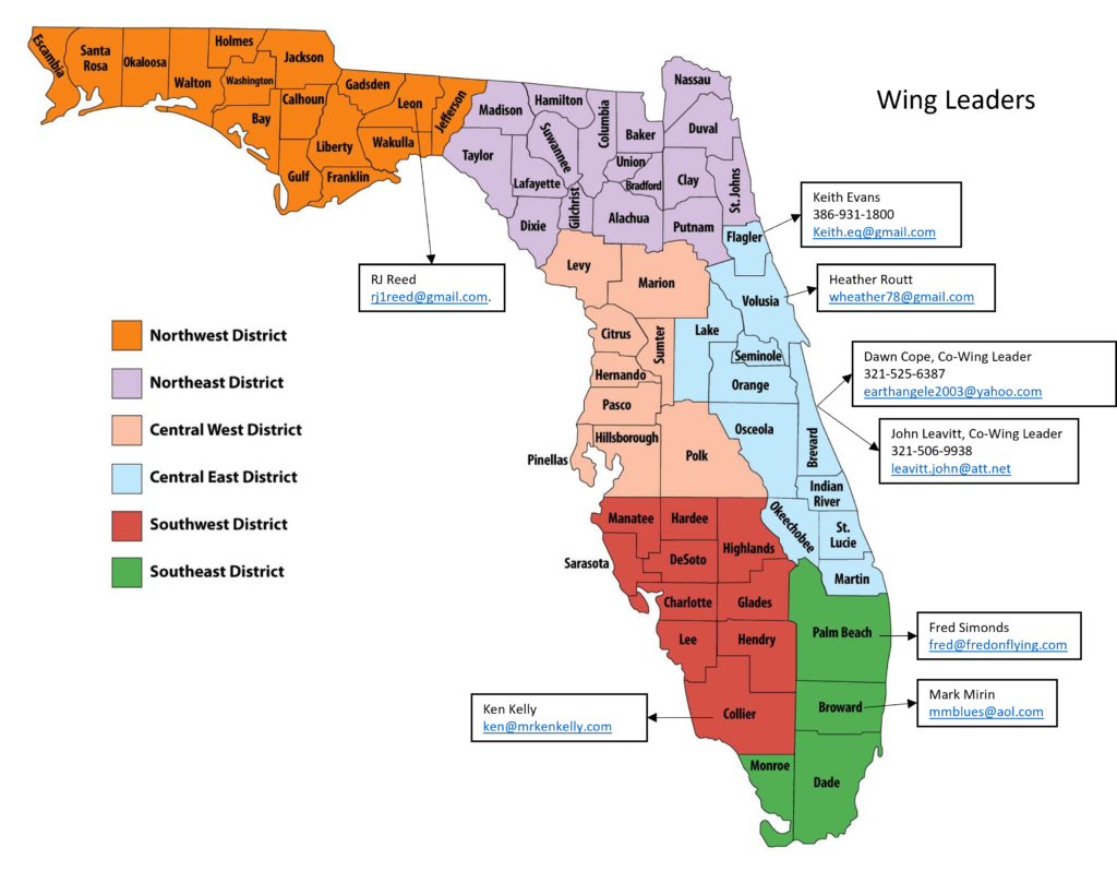 Florida wing leader map for website (2024) Angel Flight SoutheastAngel Flight Southeast